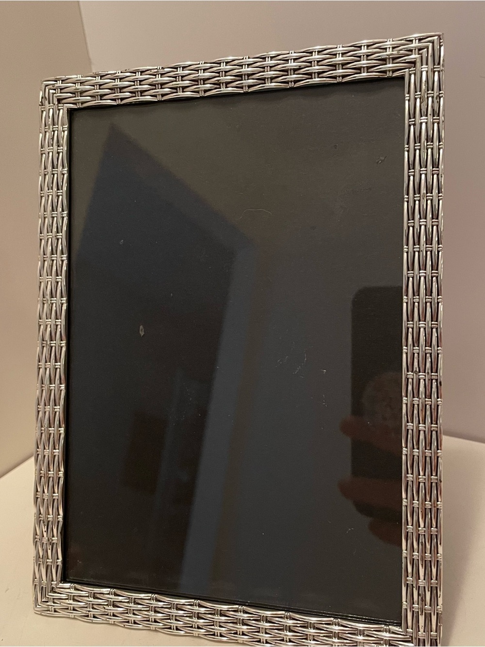 Basketweave 5x7 Photo Frame Silver Tone Tabletop